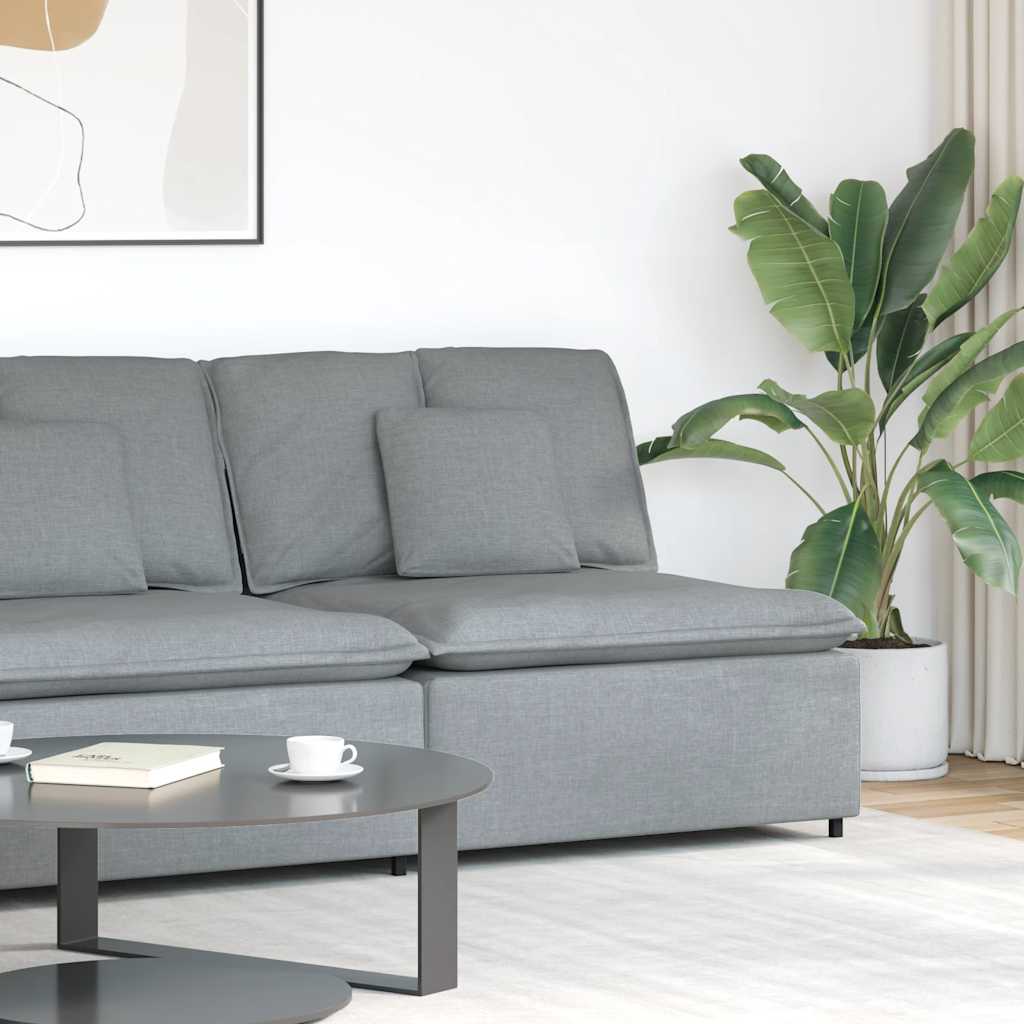 Modulární Středový Modul Pohovky S Polštáři Světle Šedá 100 Cm