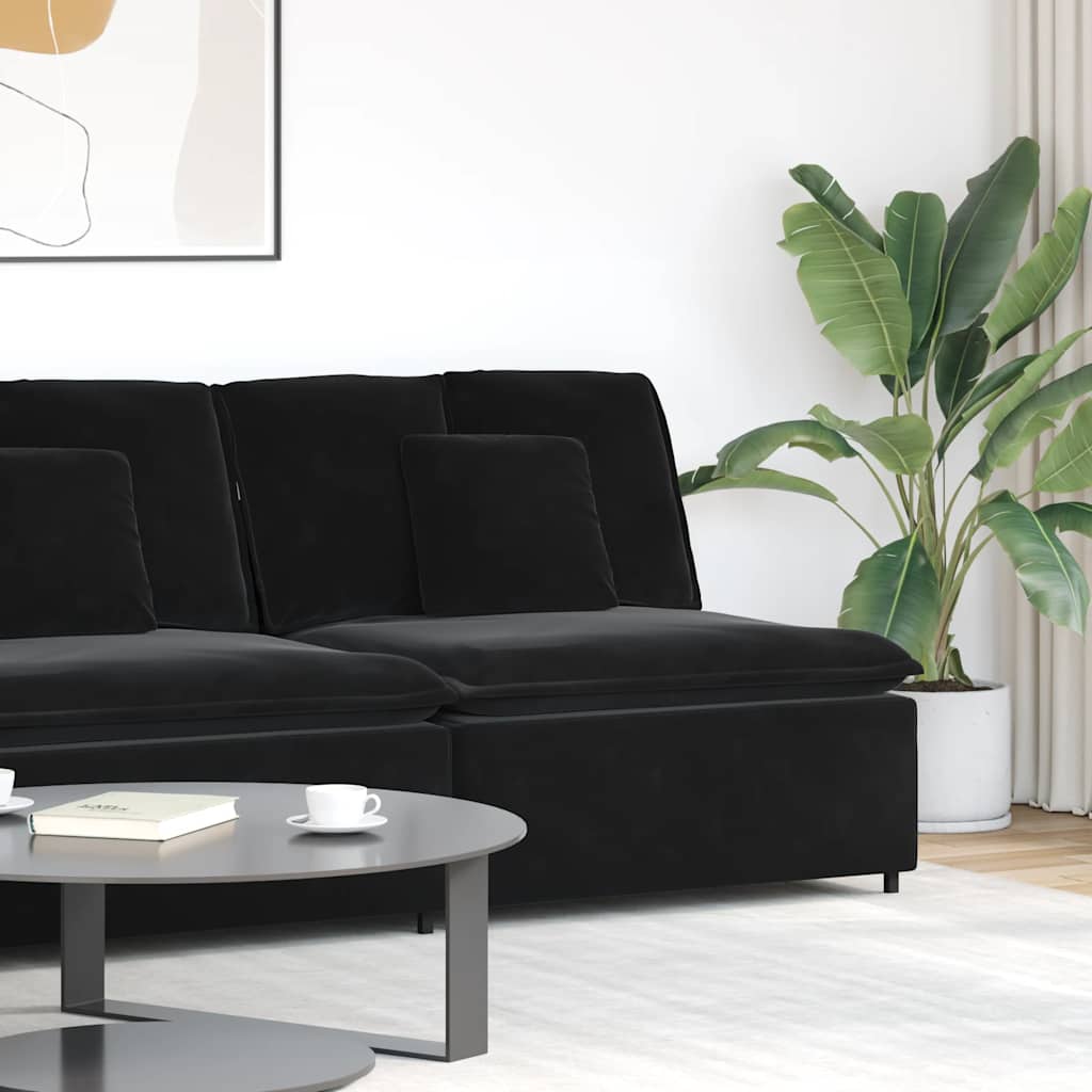 Modulární Středový Modul Pohovky S Polštáři Černá 100 Cm