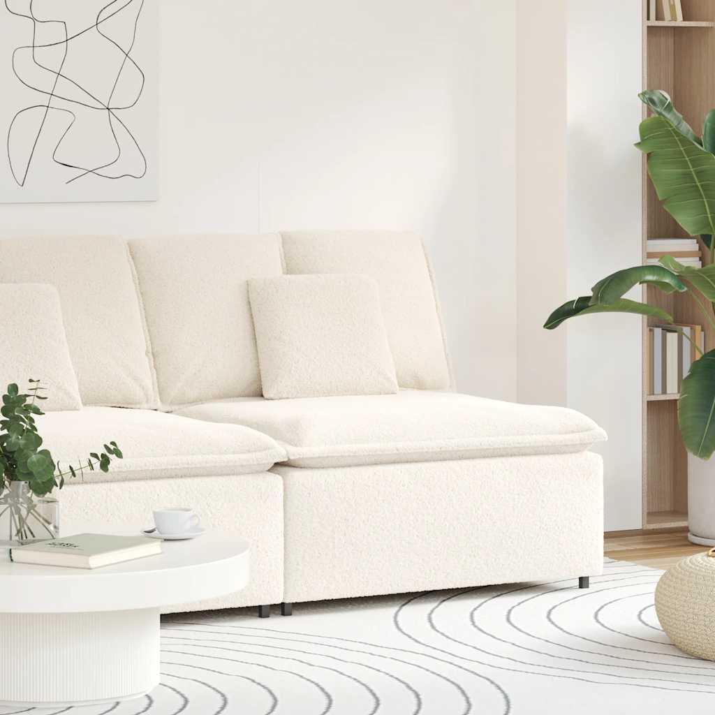 Modulární Středový Modul Pohovky S Polštáři Krémová 100 Cm