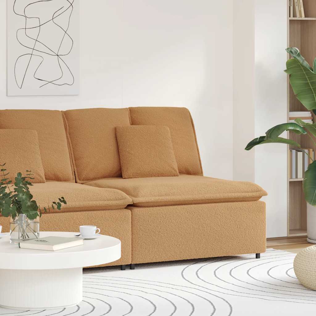 Modulární Středový Modul Pohovky S Polštáři Béžová 100 Cm