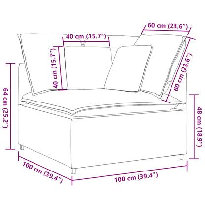 Modulární Rohová Pohovka S Polštáři Světle Šedá 100 Cm