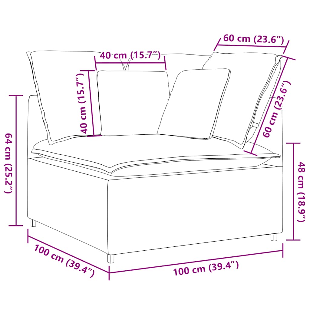 Modulární Rohová Pohovka S Polštáři Krémová 100 Cm