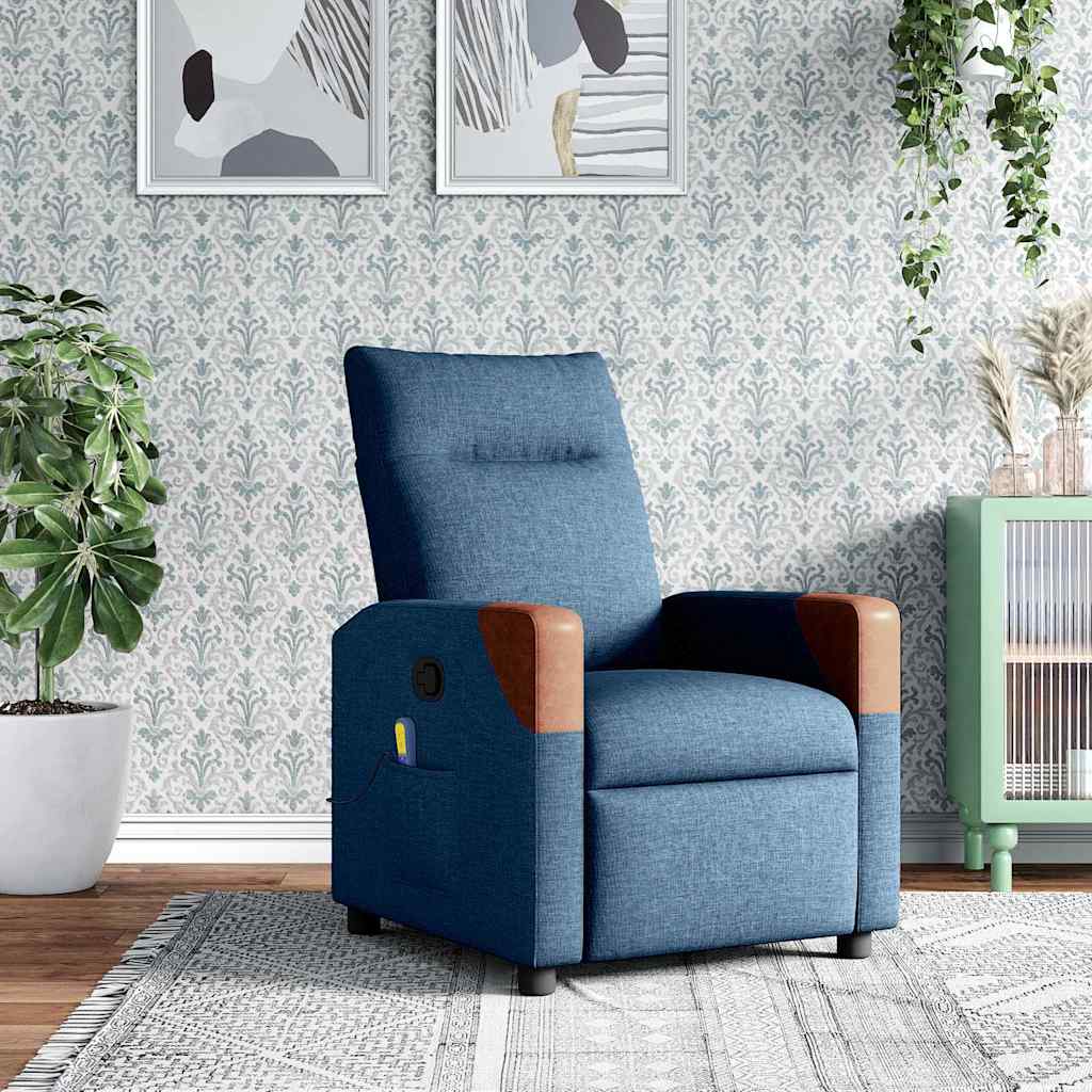 Elektrické Polohovací Křeslo Modré Textil Modrá