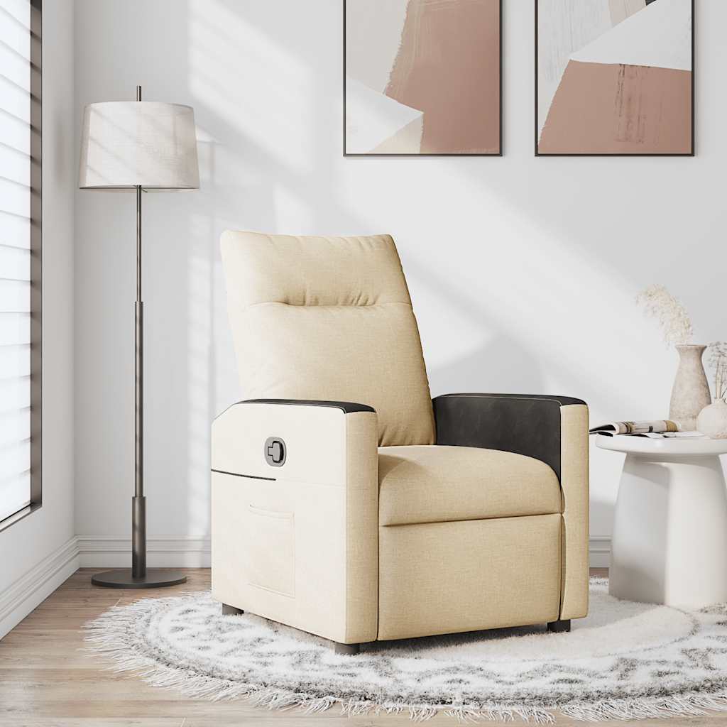 Polohovací Křeslo Krémové Textil Krémová