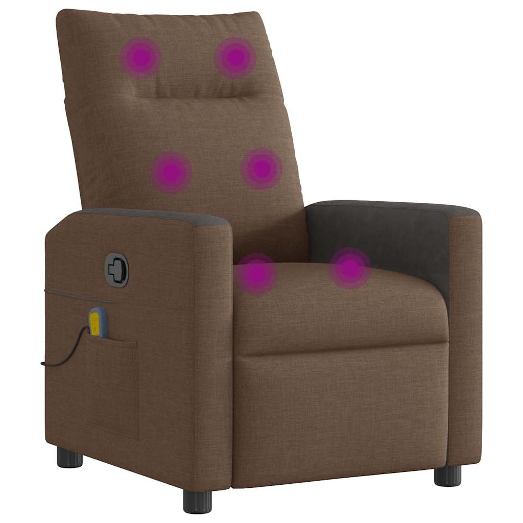 Masážní Polohovací Křeslo Hnědé Textil Hnědá