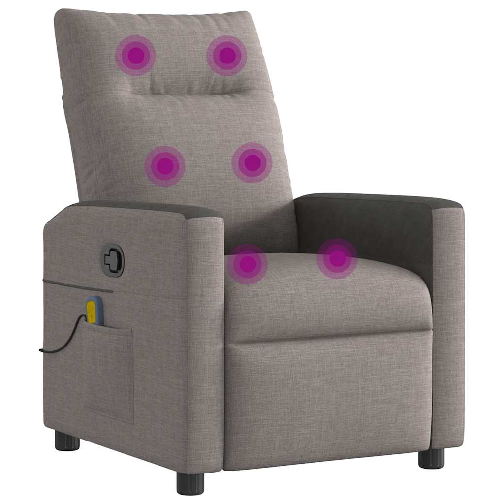 Masážní Polohovací Křeslo Textil Taupe