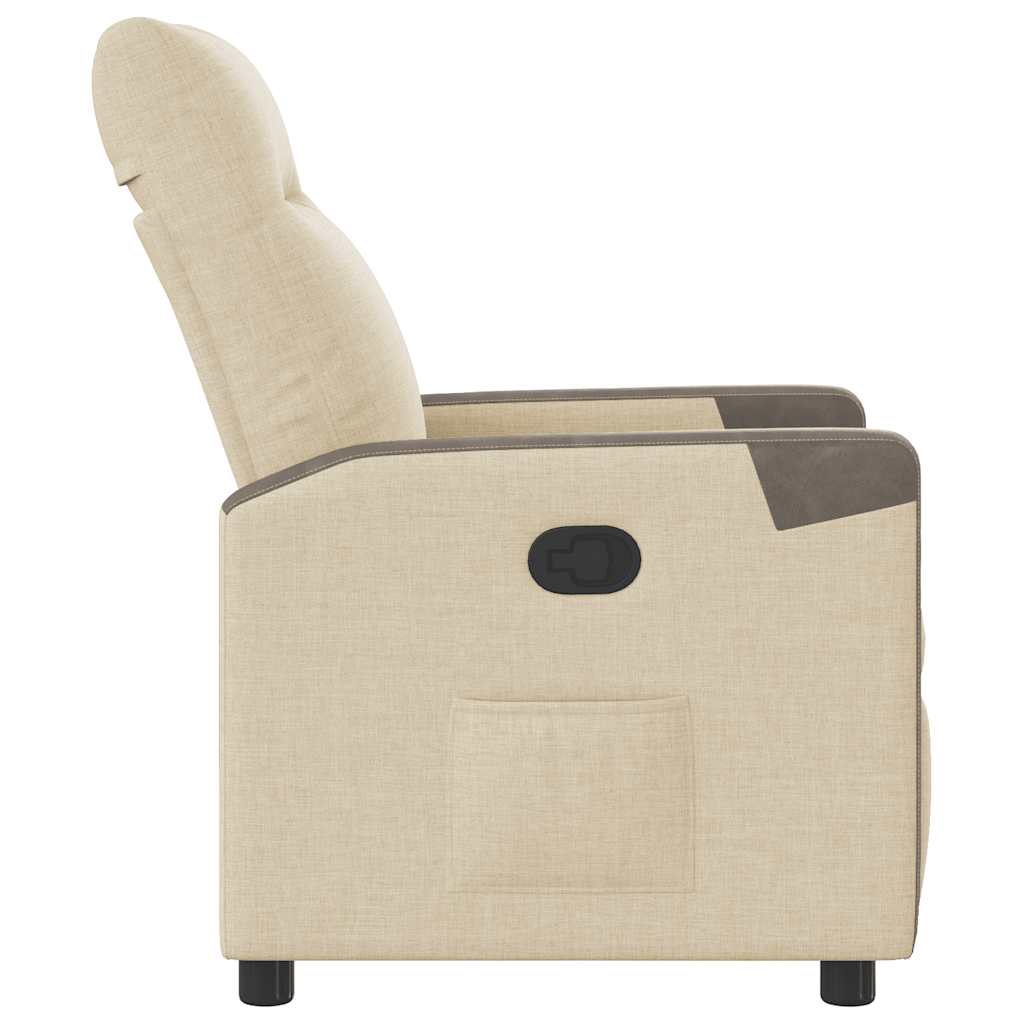 Polohovací Křeslo Krémové Textil Krémová