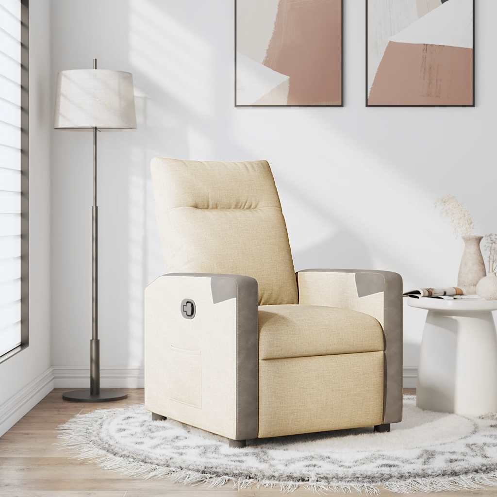 Polohovací Křeslo Krémové Textil Krémová