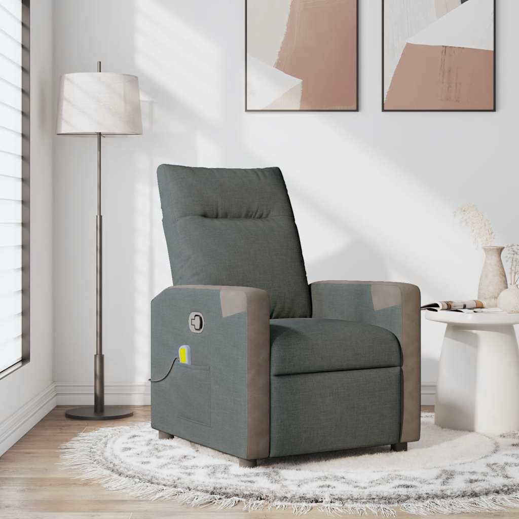 Polohovací Křeslo Tmavě Šedé Textil Tmavě Šedá