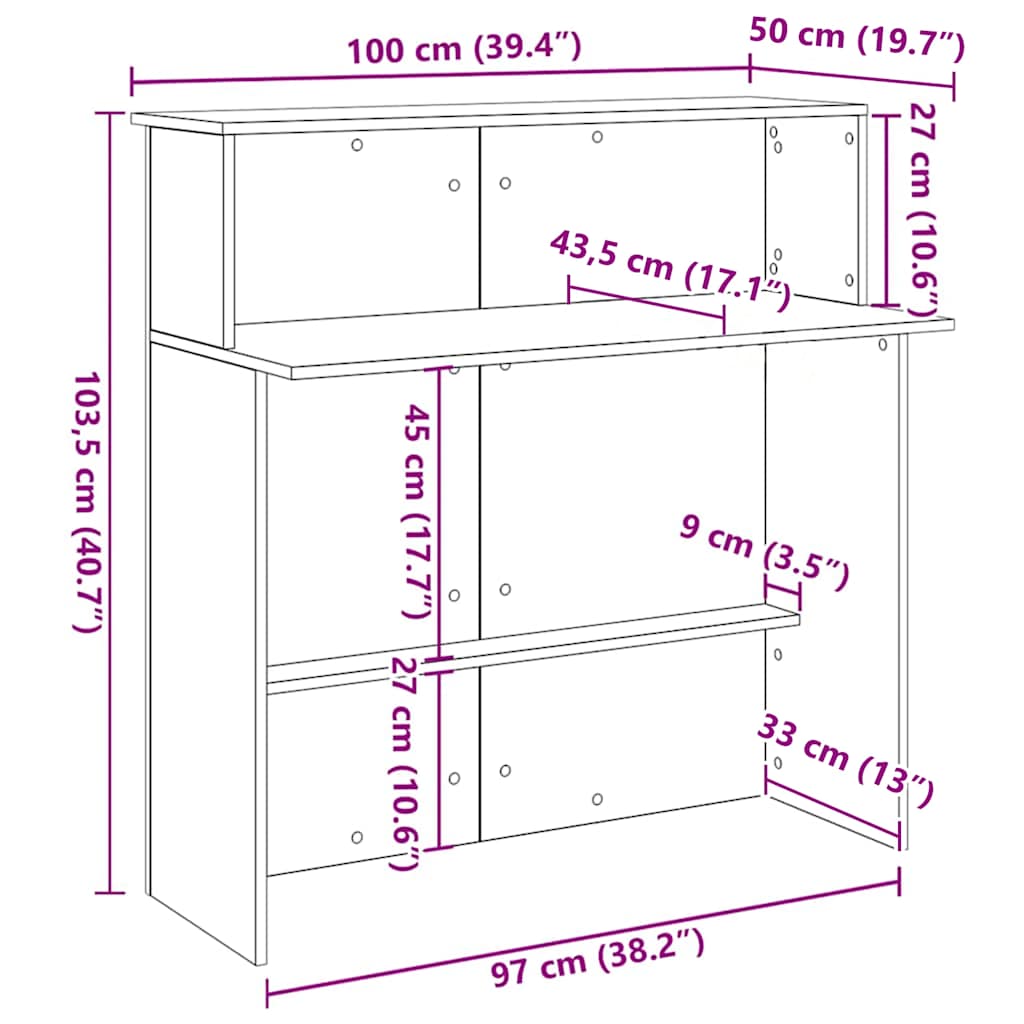 Recepční Stůl Černý 100X50X103,5 Cm Kompozitní Dřevo