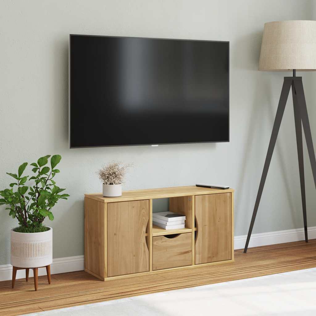Tv Skříňka Se Zásuvkou "Odda" 79X24X40 Cm Borovicový Masiv