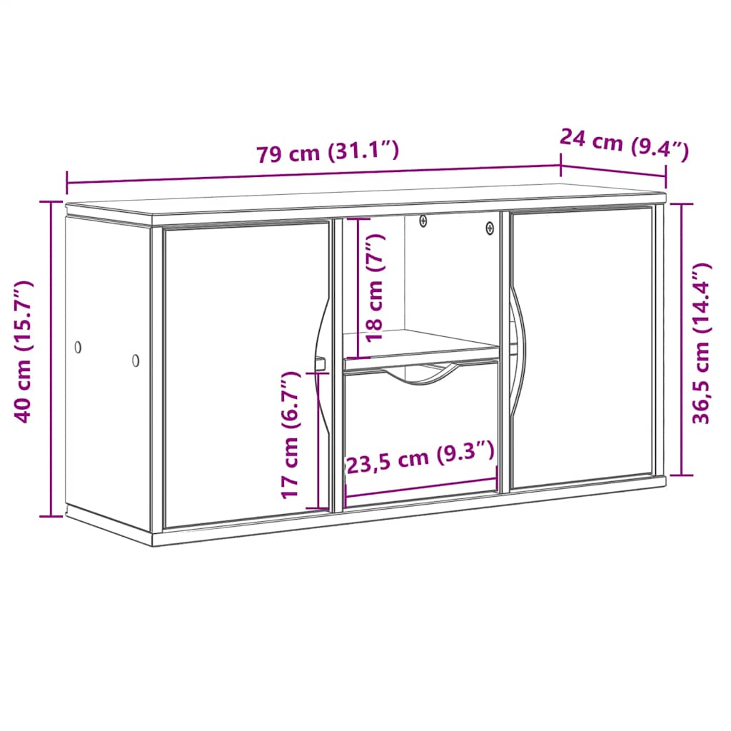 Tv Skříňka Se Zásuvkou "Odda" 79X24X40 Cm Borovicový Masiv