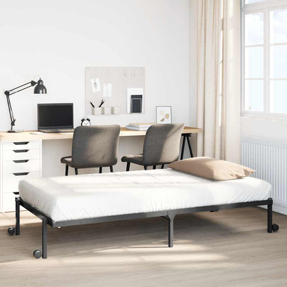 Rám Postele Bez Matrace Skládací Černý Ocelový