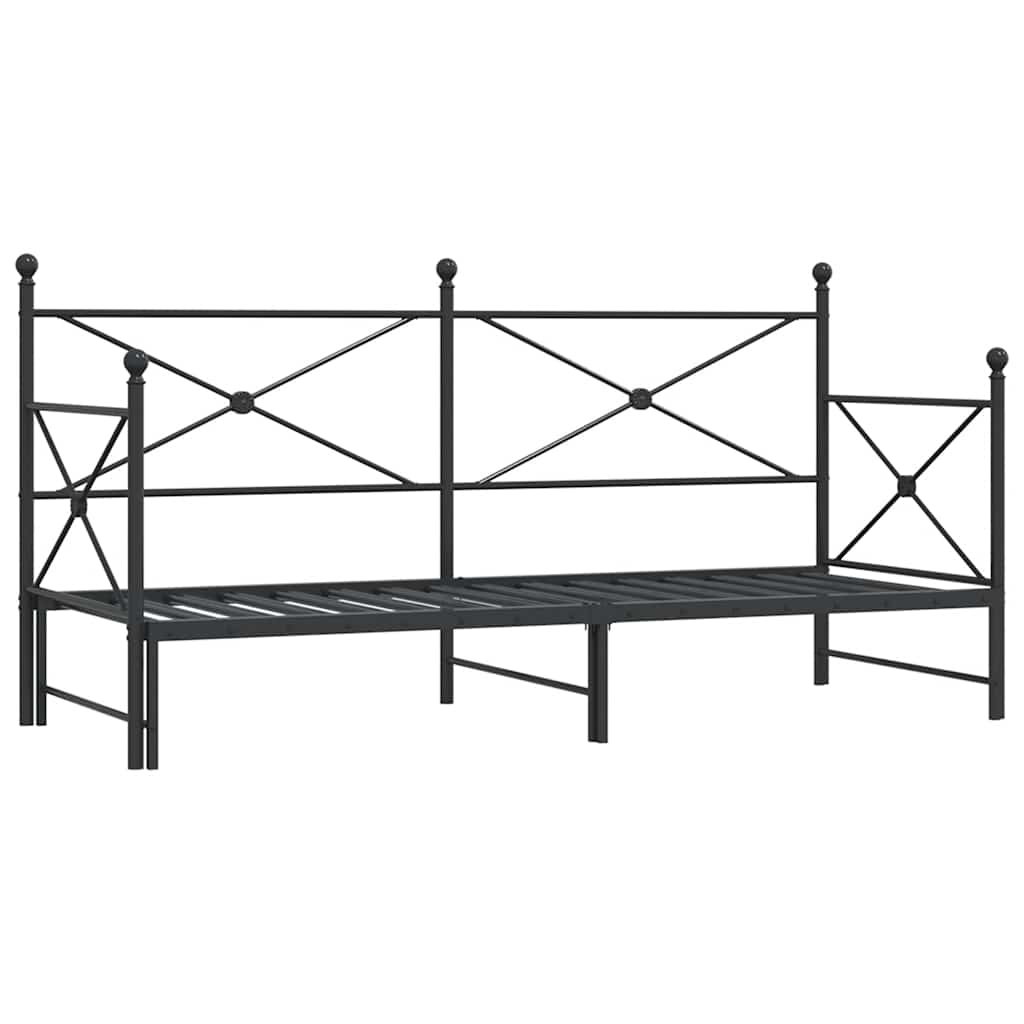 Válenda Se Přistýlkou Bez Matrace Černá 75 X 190 Cm Ocel