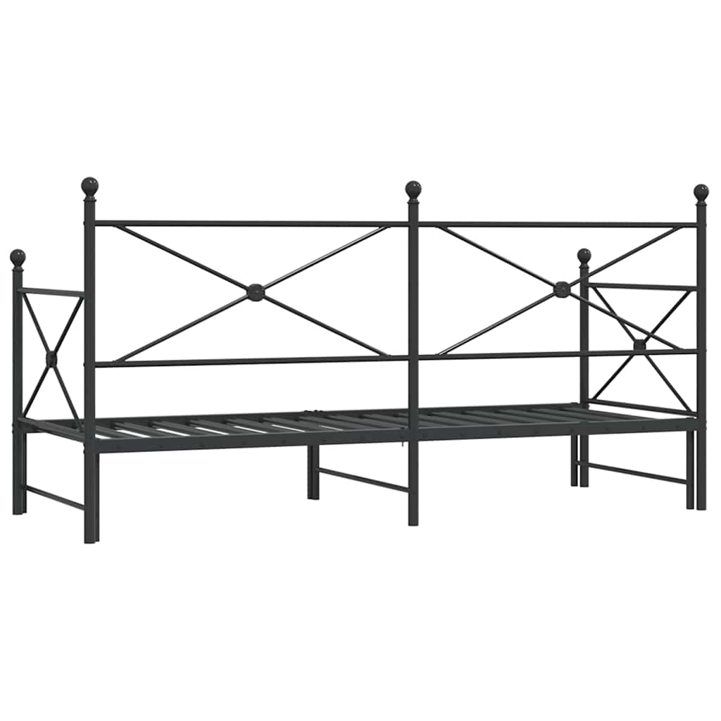 Válenda Se Přistýlkou Bez Matrace Černá 75 X 190 Cm Ocel