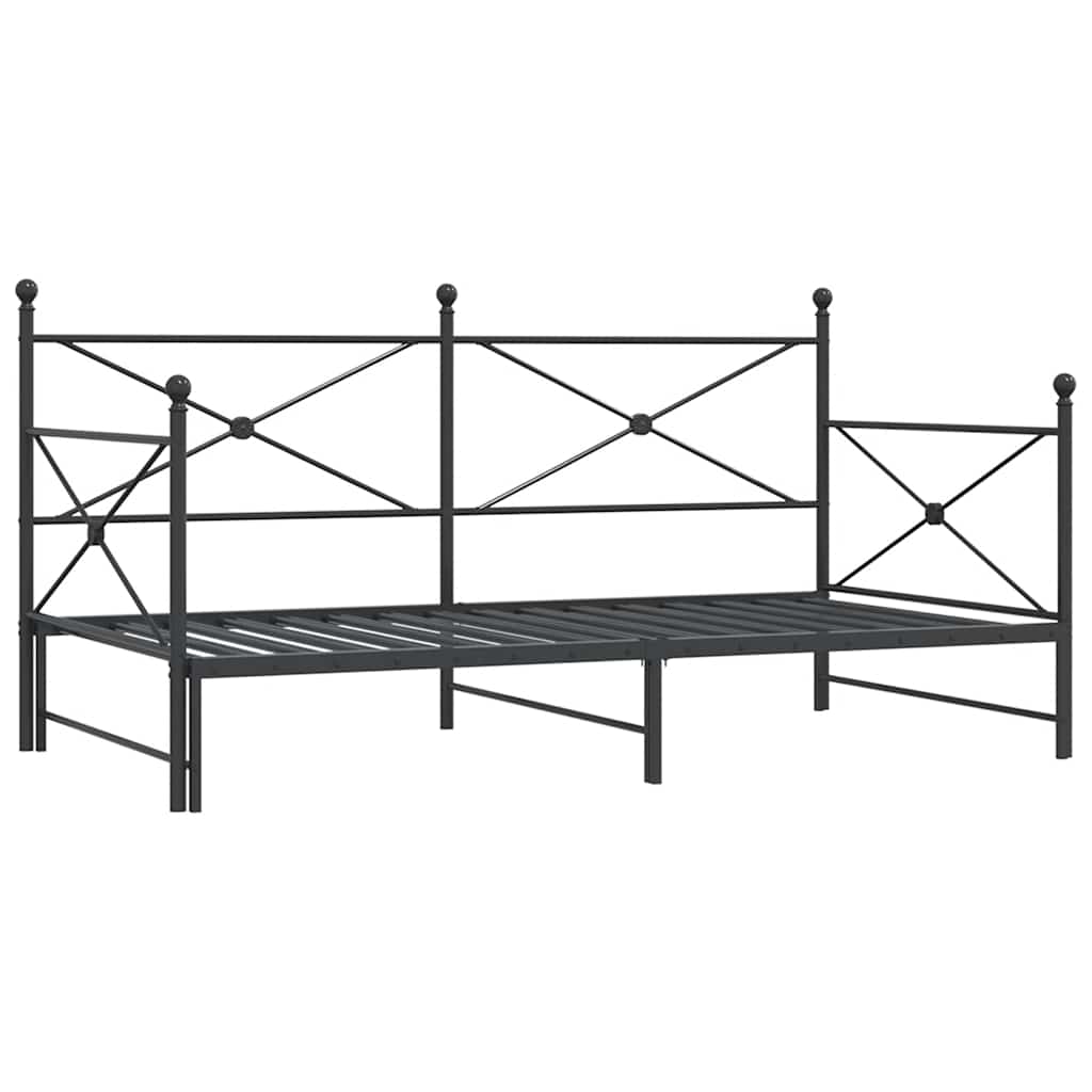 Válenda Se Přistýlkou Bez Matrace Černá 100X200 Cm Ocel