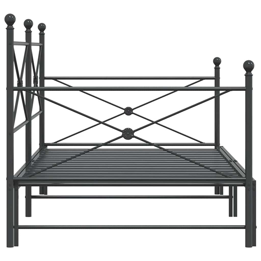 Válenda Se Přistýlkou Bez Matrace Černá 100X200 Cm Ocel