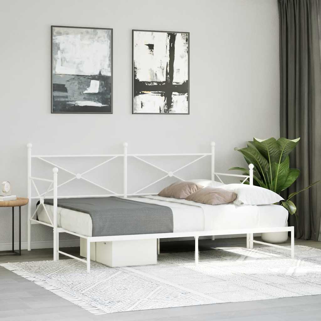 Válenda Se Přistýlkou Bez Matrace Bílá 75 X 190 Cm Ocel