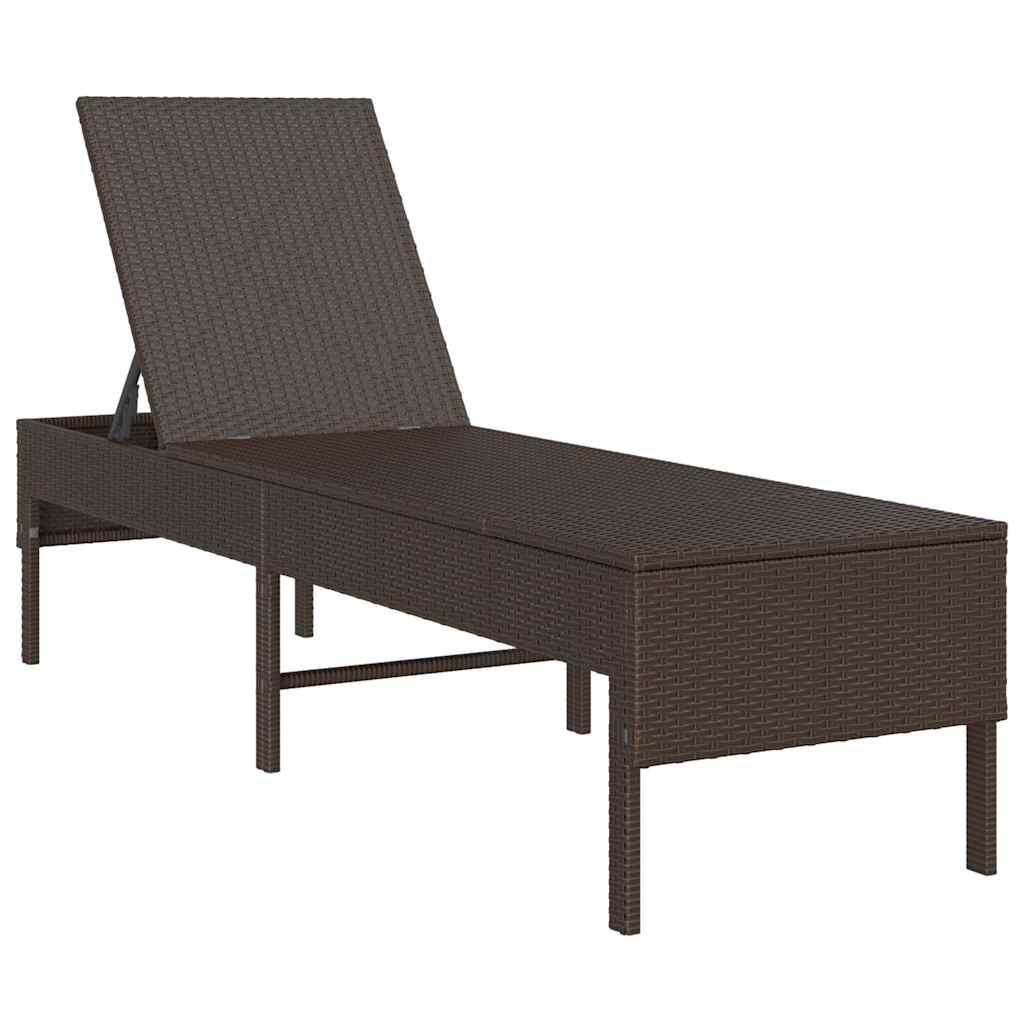 Zahradní Lehátko S Polštářem Hnědé 55 X 200 X 44 Cm Polyratan