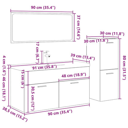 4Dílný Set Koupelnového Nábytku Kompozitní Dřevo