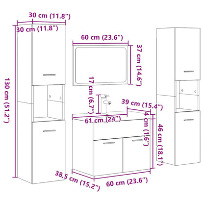 5Dílná Koupelnová Sestava Kompozitní Dřevo Dub Sonoma