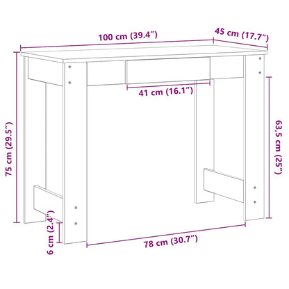 Psací Stůl Betonově Šedý 100X45X75 Cm Dřevotříska