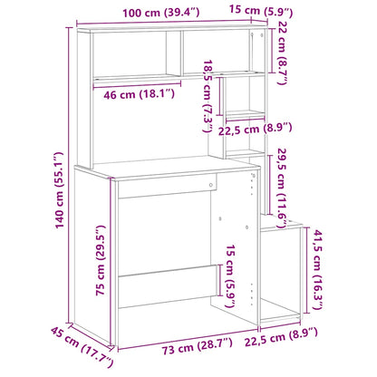 Psací Stůl S Policemi Dub Sonoma 100X45X140 Cm Kompozitní Dřevo