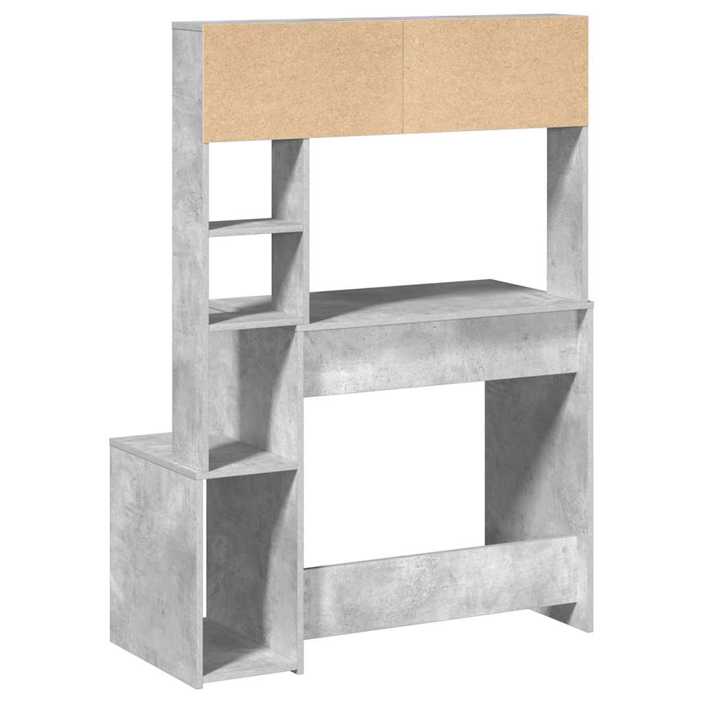 Psací Stůl S Policemi Betonově Šedý 100X45X140 Cm Kompozit