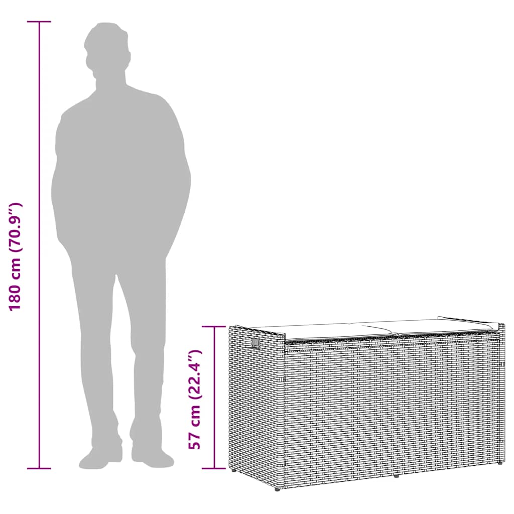 Venkovní Lavice S Polštářem Černá 100 Cm Poly Ratan