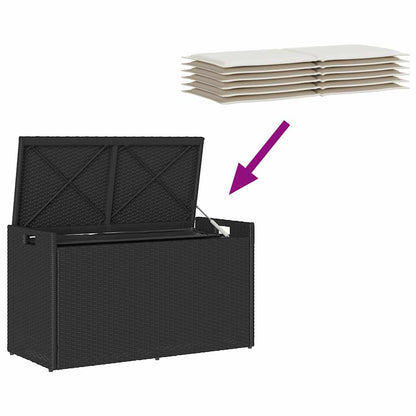 Venkovní Lavice S Polštářem Černá 100 Cm Poly Ratan