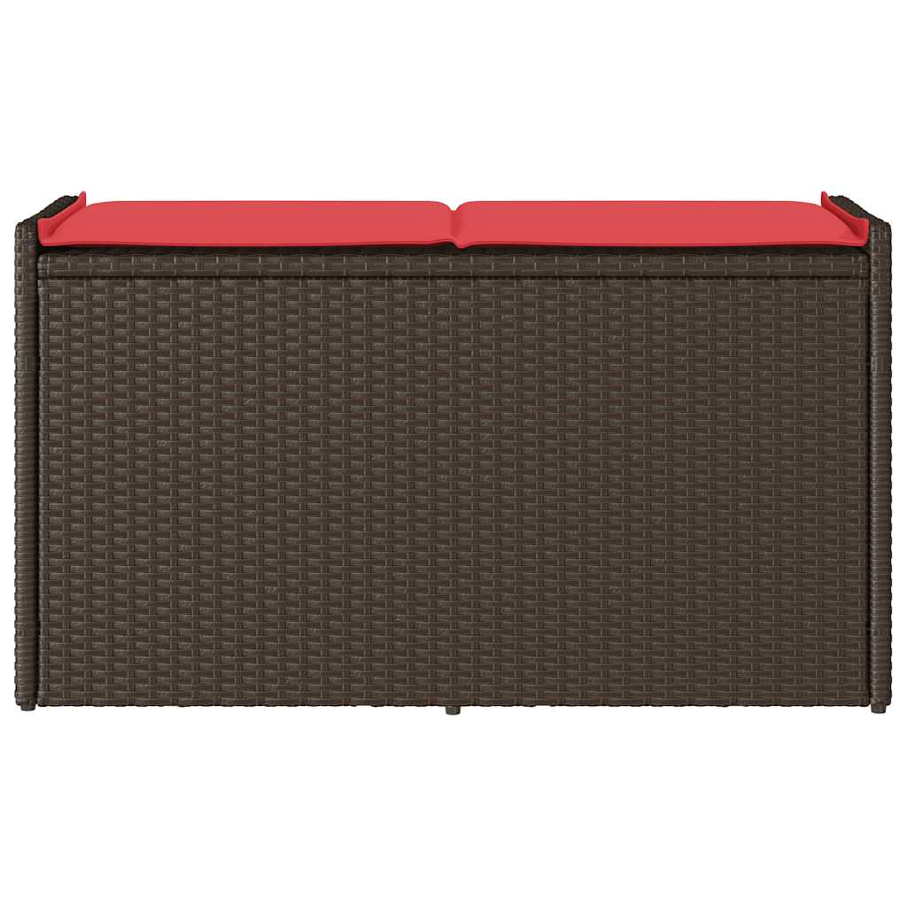 Venkovní Úložná Lavice S Polštářem Brown 100 Cm Poly Rattan