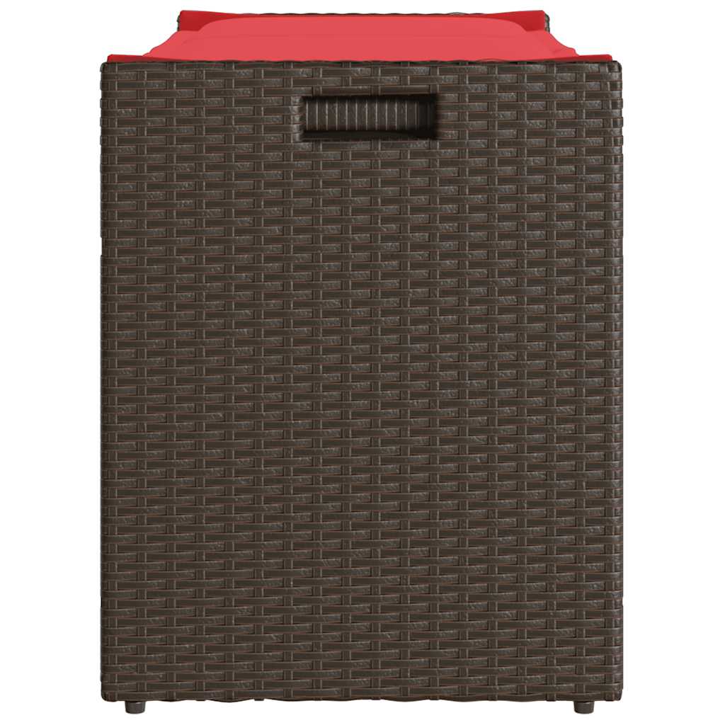 Venkovní Úložná Lavice S Polštářem Brown 100 Cm Poly Rattan