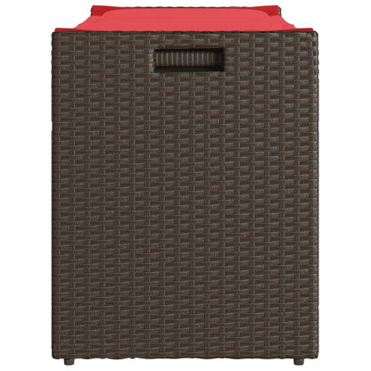 Venkovní Úložná Lavice S Polštářem Brown 100 Cm Poly Rattan