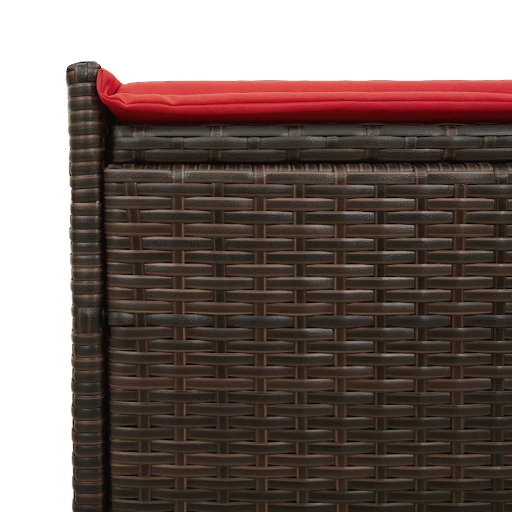 Venkovní Úložná Lavice S Polštářem Brown 100 Cm Poly Rattan