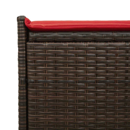 Venkovní Úložná Lavice S Polštářem Brown 100 Cm Poly Rattan