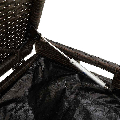 Venkovní Úložná Lavice S Polštářem Brown 100 Cm Poly Rattan