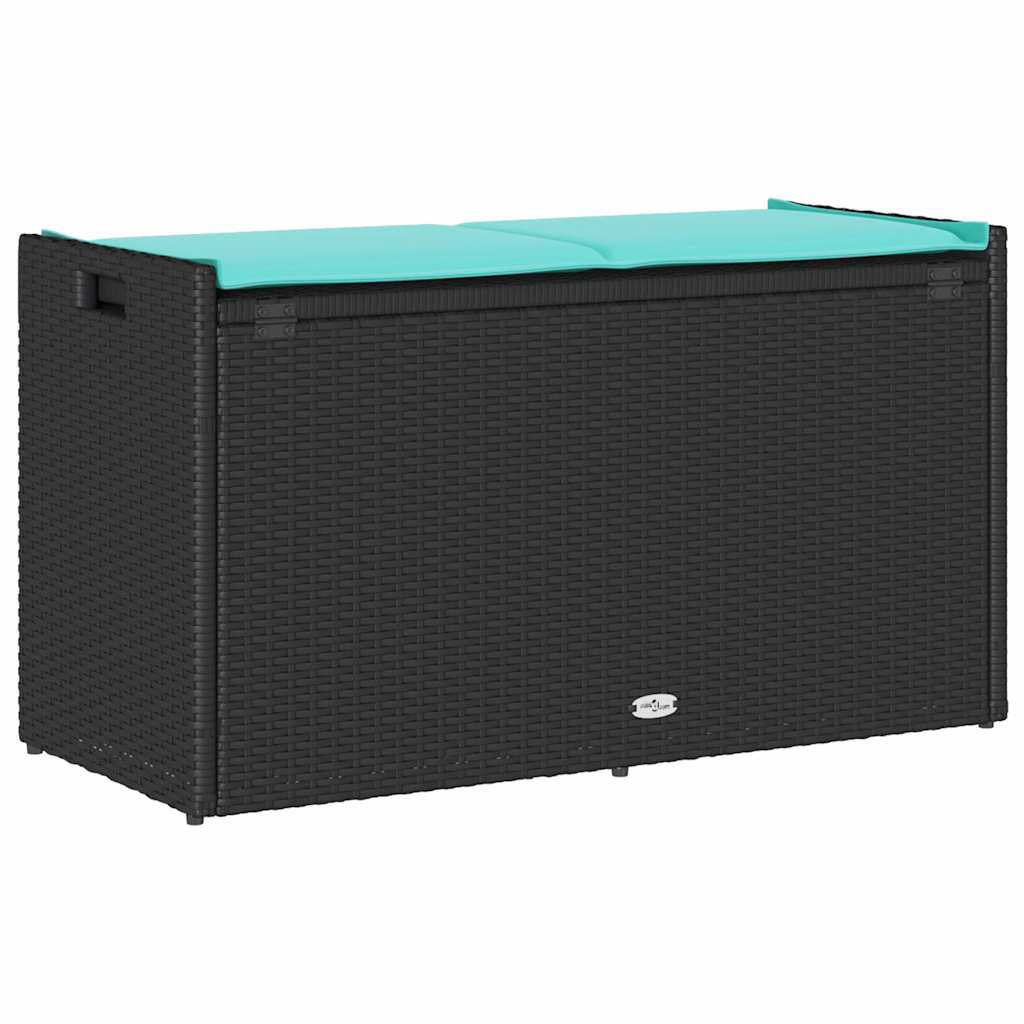 Venkovní Lavice S Polštářem Černá 100 Cm Poly Ratan