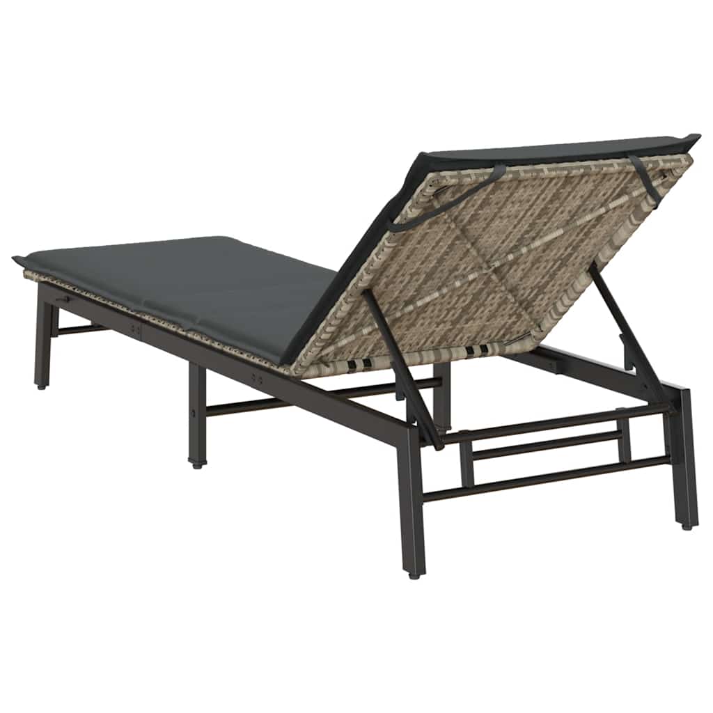 Zahradní Lehátko S Polštářem Světle Šedé Polyratanové