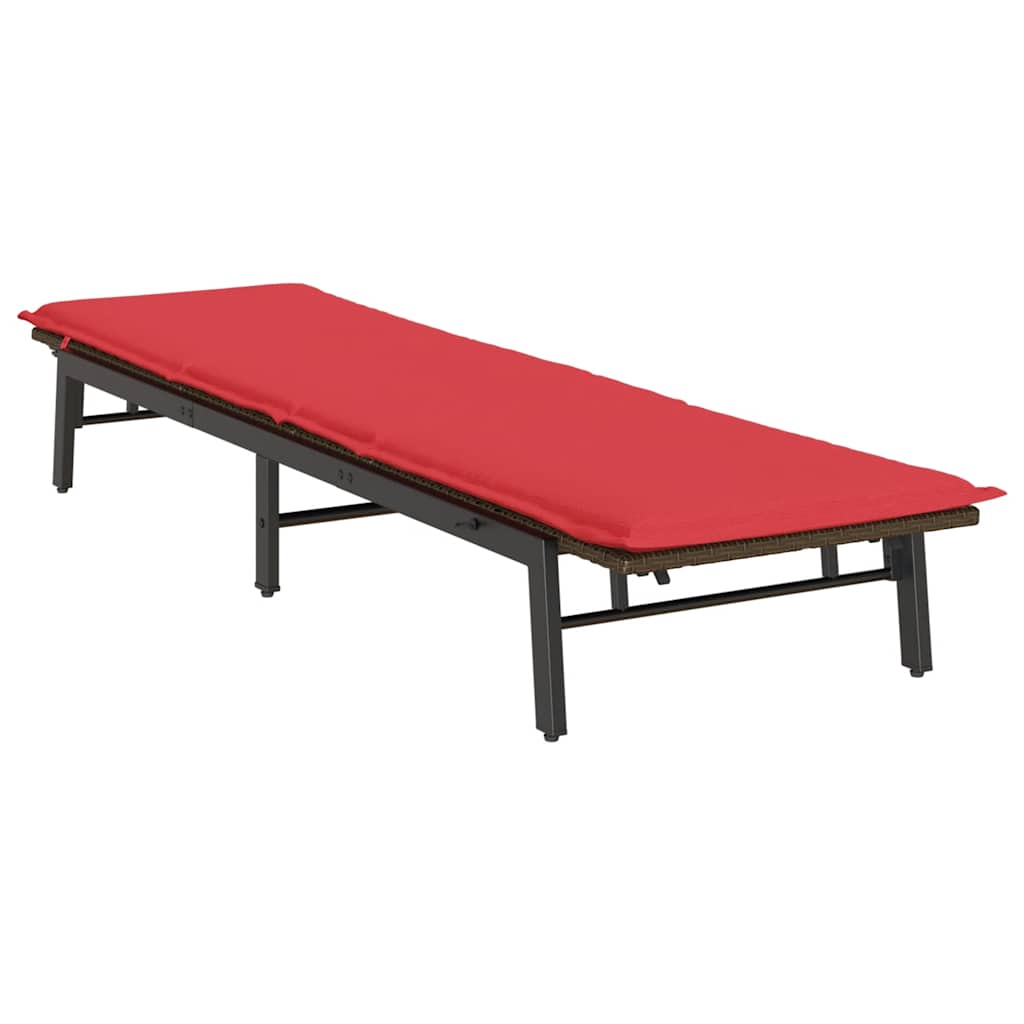 Zahradní Lehátko S Polštářem Hnědé Polyratanové
