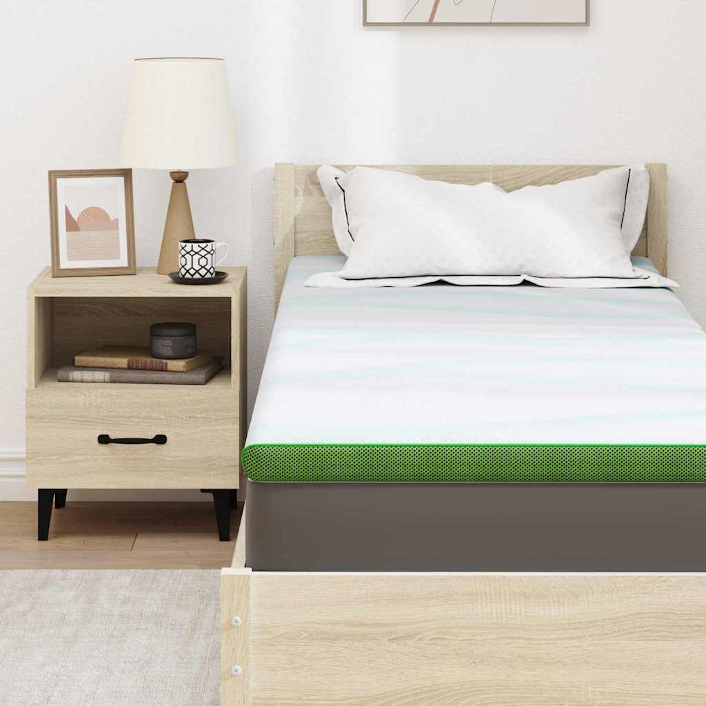 Topper Na Matraci Bílá A Zelená 70 X 200 Cm Jacquardová Tkanina