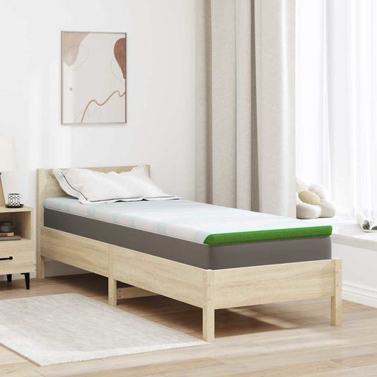 Topper Na Matraci Bílá A Zelená 70 X 200 Cm Jacquardová Tkanina