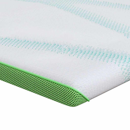 Topper Na Matraci Bílá A Zelená 70 X 200 Cm Jacquardová Tkanina