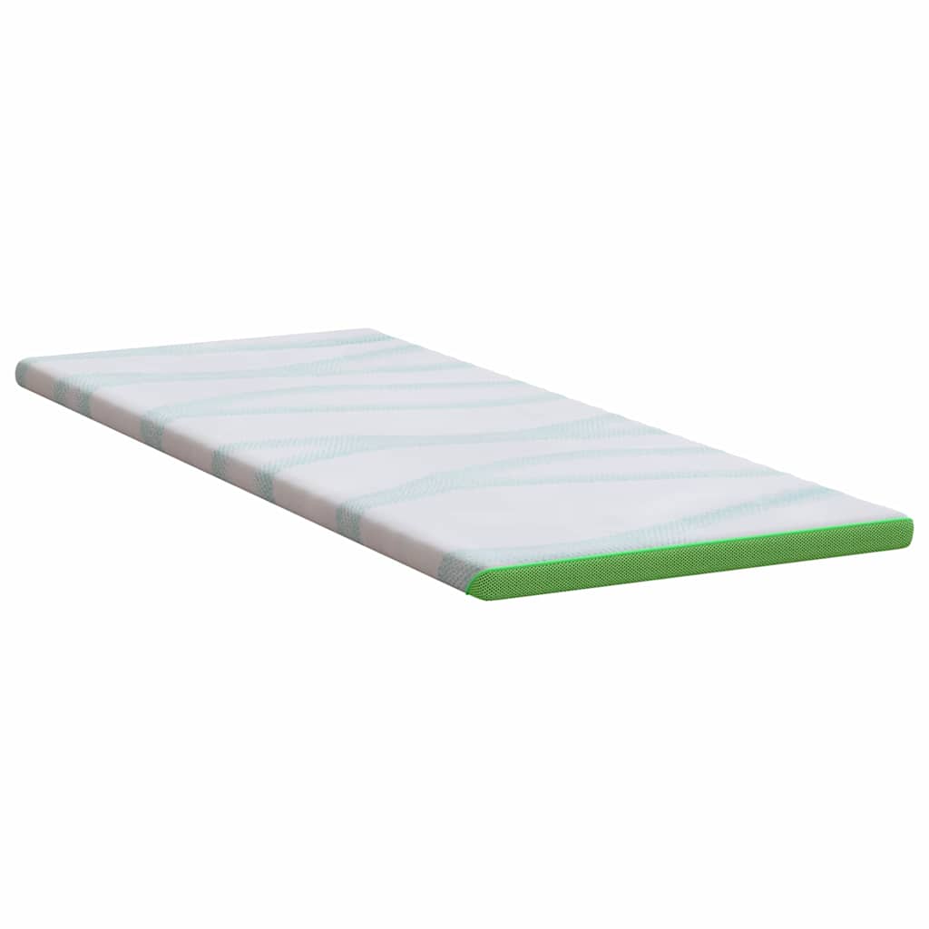 Topper Na Matraci Bílá A Zelená 70 X 200 Cm Jacquardová Tkanina