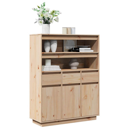 Skříň Highboard 89X34X116,5 Cm Masivní Borové Dřevo