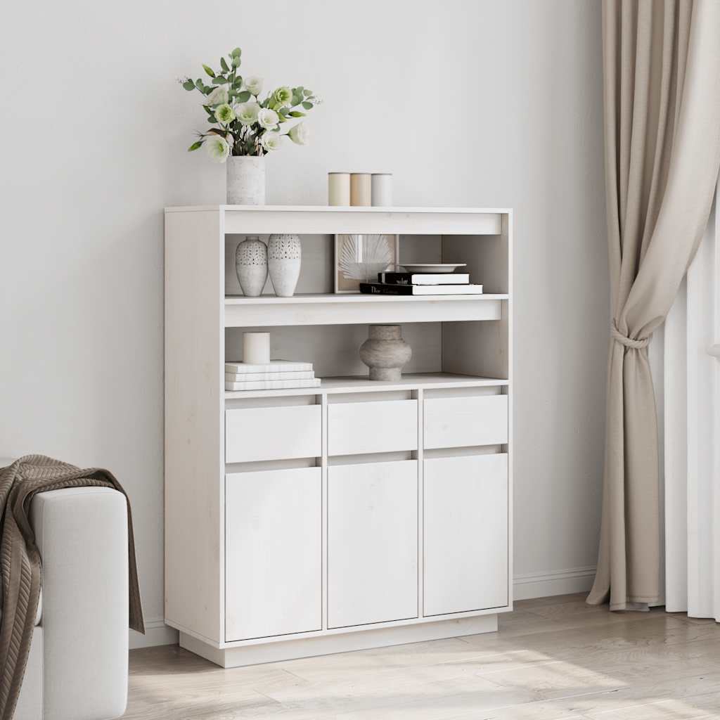 Skříň Highboard 89X34X116,5 Cm Masivní Borové Dřevo