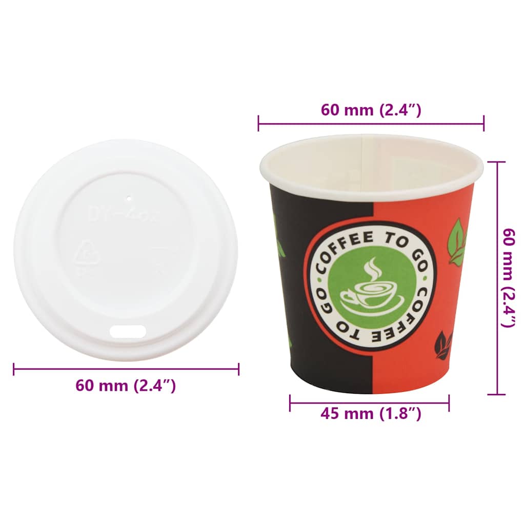 Papírové Kelímky Na Kávu S Víčky 1000 Pcs 4Oz 120Ml