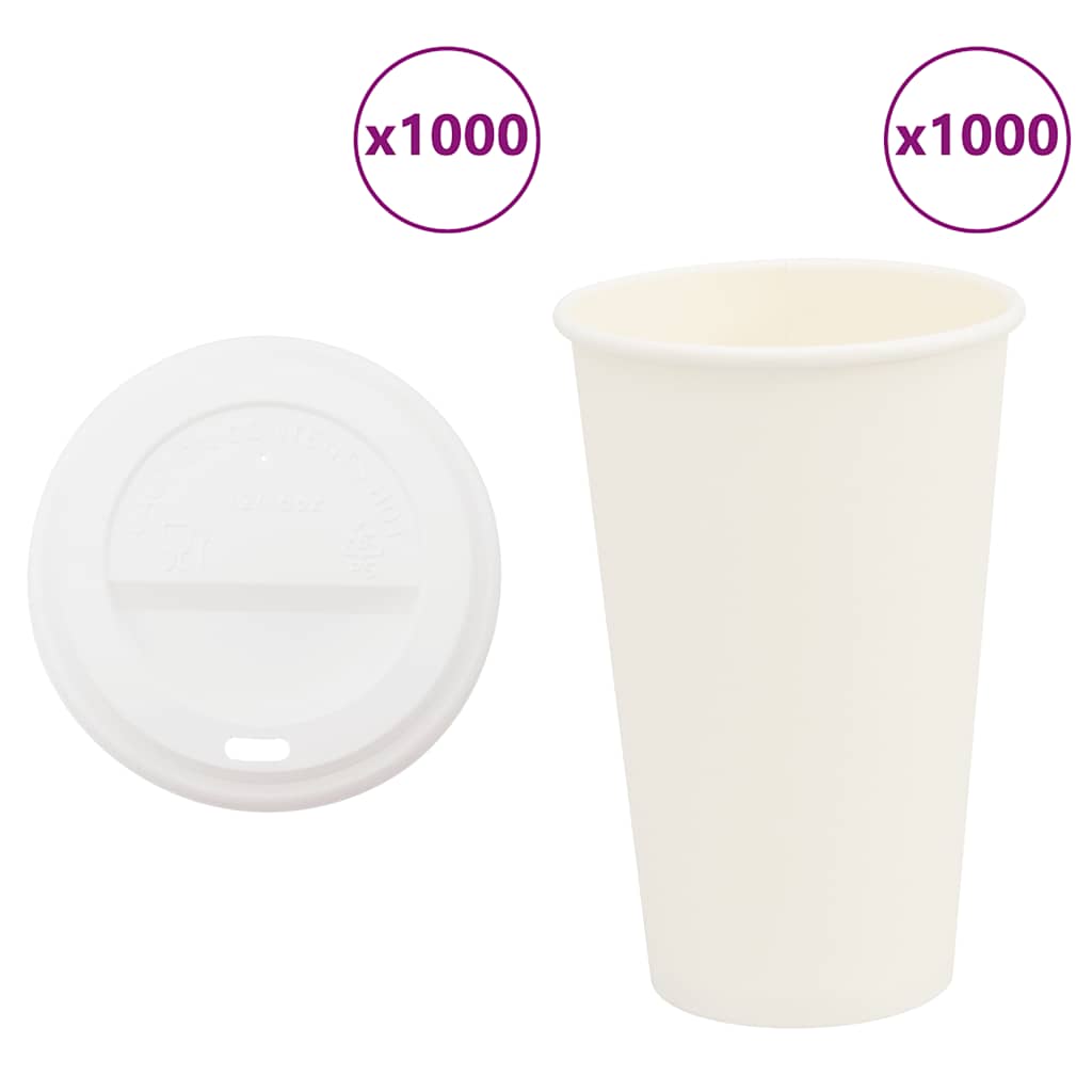 Papírové Kelímky Na Kávu S Víčky 1000 Pcs 16Oz 400Ml