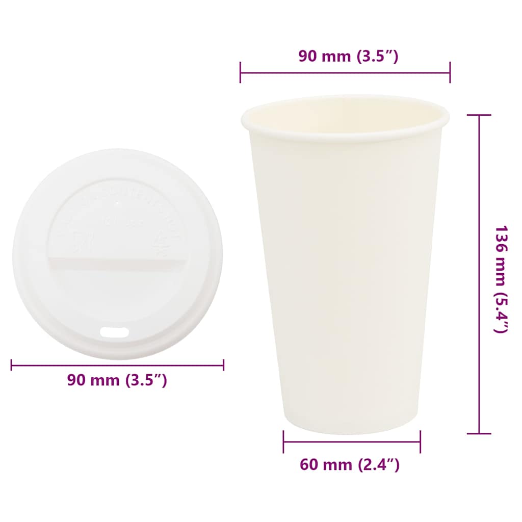 Papírové Kelímky Na Kávu S Víčky 1000 Pcs 16Oz 400Ml