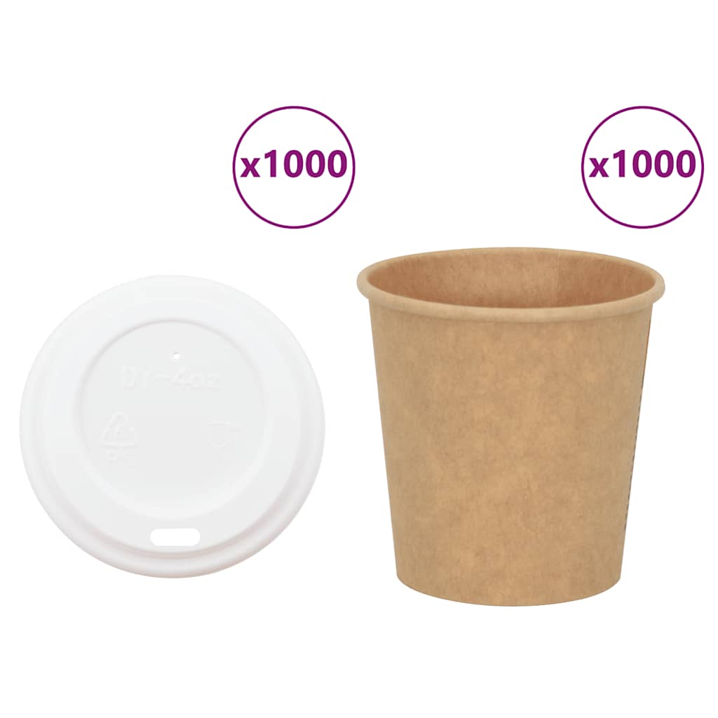 Papírové Kelímky Na Kávu S Víčky 1000 Pcs 8Oz 200Ml