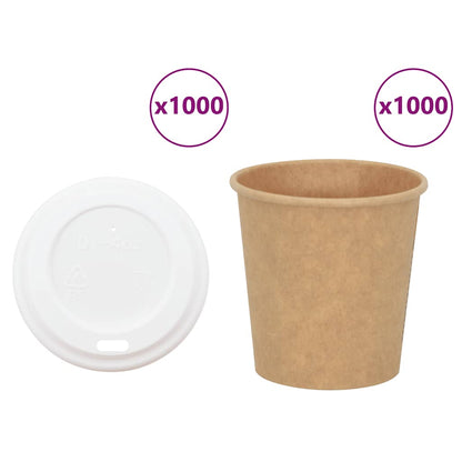 Papírové Kelímky Na Kávu S Víčky 1000 Pcs 8Oz 200Ml